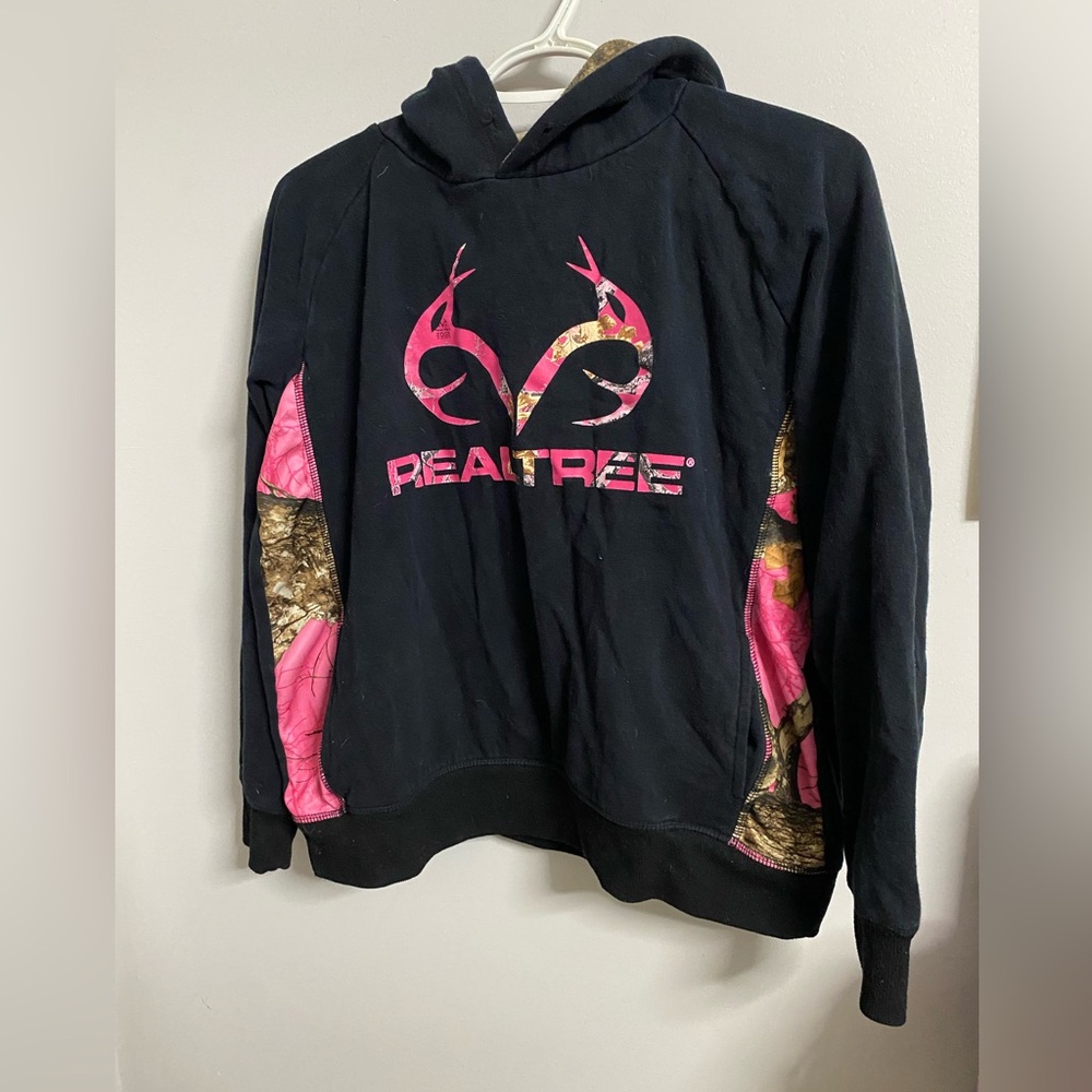 Realtree Black Hoodie with Pink Accents